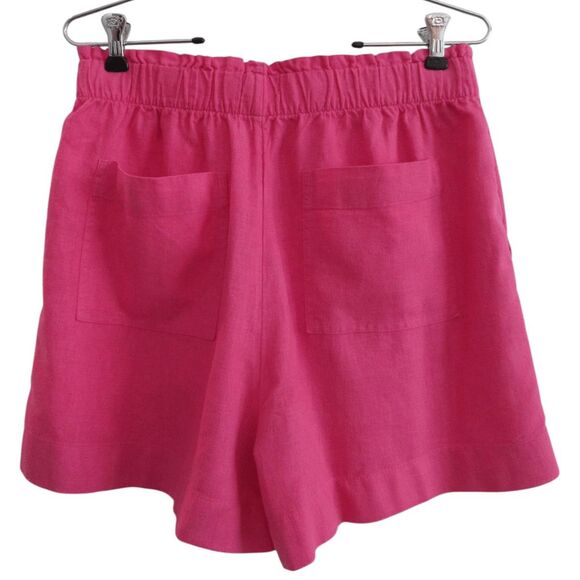 NWT LOFT High Waist Shorts  Linen Blend Pink Pull On Elastic Sz Small - Picture 3 of 5